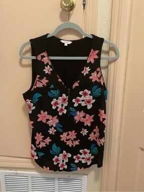Candie's Black Floral Zip-Front Camisole
